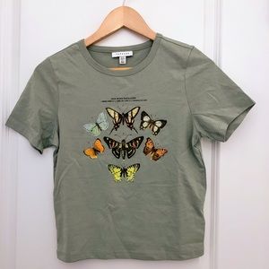 Cropped Topshop Butterfly T-Shirt